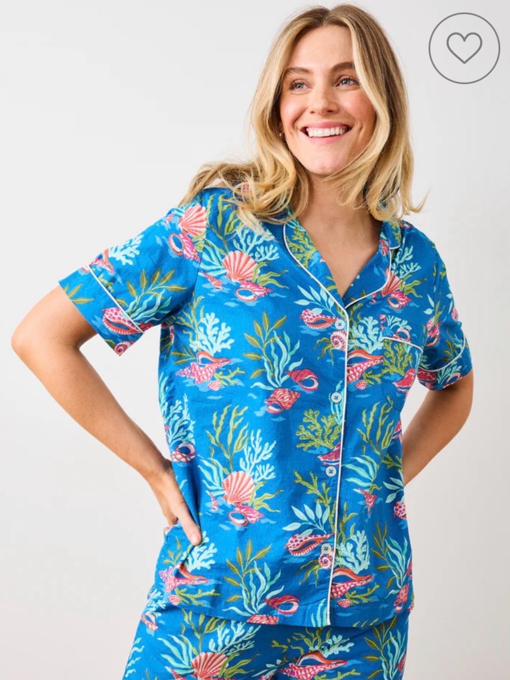 Print Fresh Coral and Conch Short Sleeves & Short Pajama Set Size XL